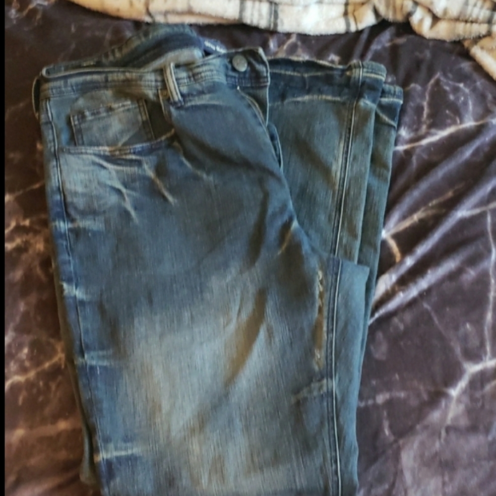 Heroes Motors Inc. Distressed Slim Denim Slim Stretch 38X32 Blue Jeans - Picture 12 of 14